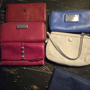 Marc Jacobs Red and Blue Leather Wallets & Cream Wristlet Set